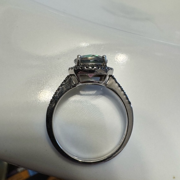 Mystic Topaz and Black Stone Silver Ring - Picture 4 of 5